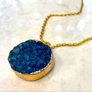 Blue Druzy Quartz Necklace